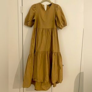 Zara Beige Tiered Midi Dress